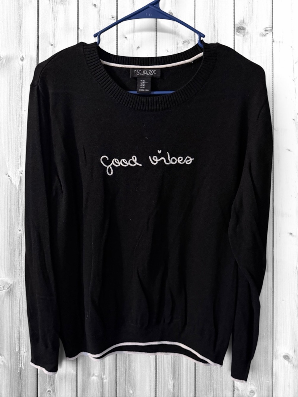 🌼Rachel Zoe Women's 'Good Vibes' Crewneck Sweater - Black